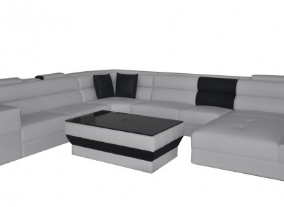 Ecksofa Eckgarnitur Eckcouch Sofa Couch Polster Wohnlandschaft Tisch LED USB Neu