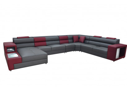 Extra Große Familien Sofa Couch Modern Wohnlandschaft Party Couchen Leder +USB