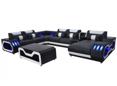 Design Leder Polster Sitz Ecke Landschaft Zimmer Neu Wohn Sofa Polster
