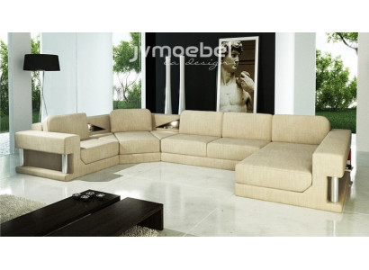 Ecksofa Bettfunktion Modern Design Sofa Textil Stoff U-Form Couch Wohnlandschaft