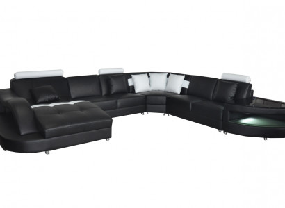 Leder Sofas Wohnlandschaft Eck Garnitur Design Modern Sofa mit USB L6015 Tisch