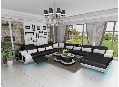 Ledersofa Couch Wohnlandschaft Ecksofa Eck Garnitur Design Modern Sofa