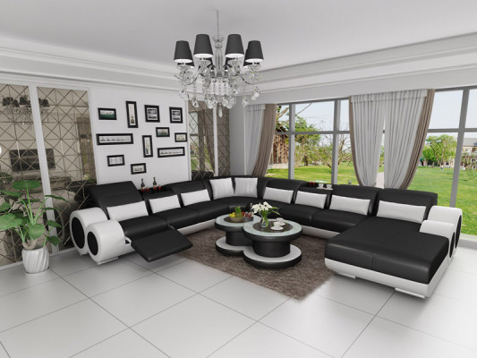 Ledersofa Couch Wohnlandschaft Ecksofa Eck Garnitur Design Modern Sofa