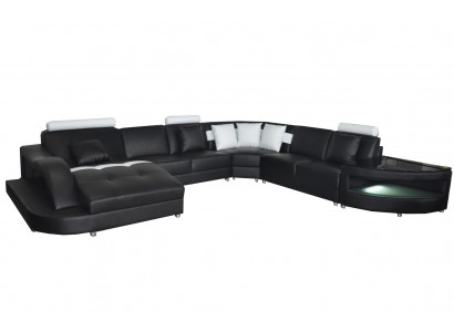 Leder Sofas Wohnlandschaft Eck Garnitur Design Modern Sofa U-Form + Tisch
