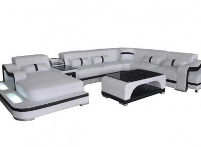 Ecksofa Eckgarnitur Eckcouch Sofa Couch Polster Wohnlandschaft Tisch USB LED Neu