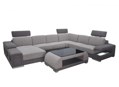 Couchgarnitur Modernes Sofa Ecke Leder Couch Polster Wohnlandschaft USB+Tisch