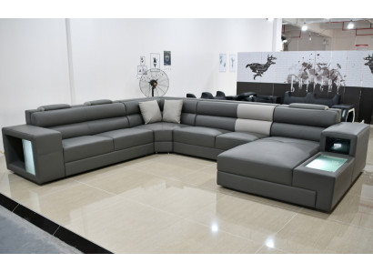 Wohnlandschaft Design Modern Leder Sofas Grau Neu Sofa U-Form Stoffsofa Couch