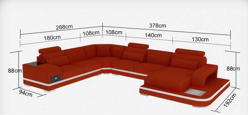 Ledersofa Wohnlandschaft Garnitur Design Modern Ecksofa Sofa U-Form G8013+Tisch