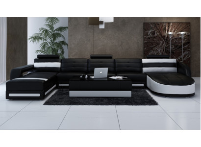 Ledersofa Sofa Couch Wohnlandschaft Ecksofa Garnitur Design Modern Sofa mit USB