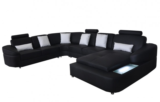 Leder Sofa mit USB Couch Wohnlandschaft Eck Garnitur Design Modern Sofas U-Form