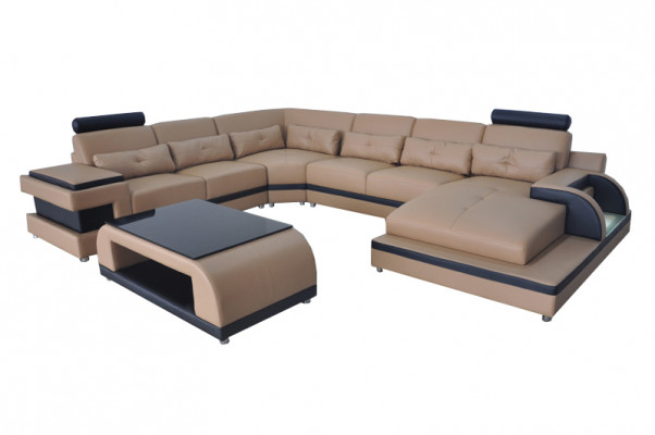 Luxus Polster Sitz Leder Eck Couch mit USB Sofa Wohn Möbel Landschaft Garnitur