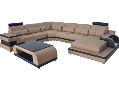 Luxus Polster Sitz Leder Eck Couch mit USB Sofa Wohn Möbel Landschaft Garnitur