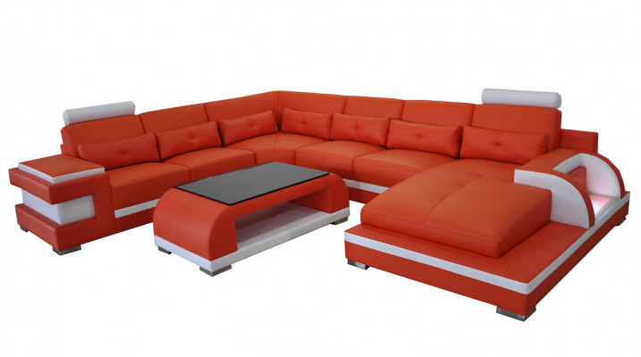 Luxus Polster Sitz Leder Eck Couch mit USB Sofa Wohn Möbel Landschaft Garnitur