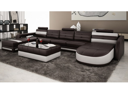 Ledersofa mit USB Ecksofa Designer Wohnlandschaft Sofa Couch Sitz U Form