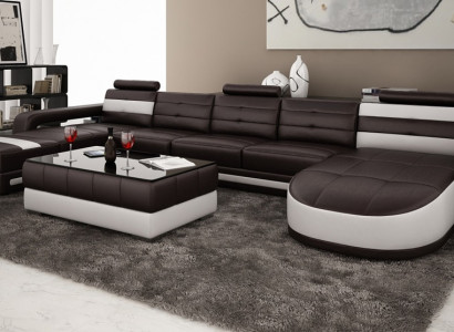 LEDERSOFA ECKSOFA mit USB DESIGNER PISA WOHNLANDSCHAFT COUCH SOFA U FORM COLO 3