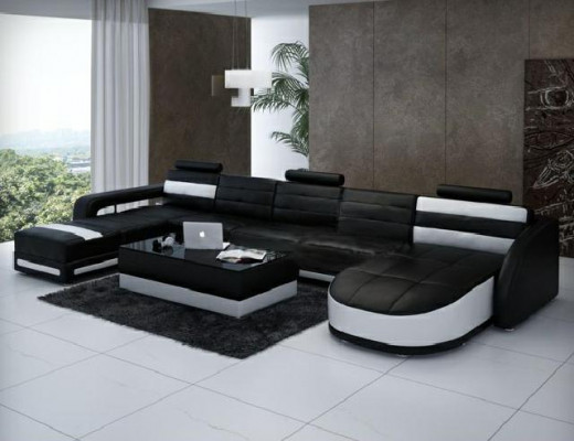 LEDERSOFA DESIGNER WOHNLANDSCHAFT SOFA U FORM mit USB COLO 3 ECKSOFA COUCH NEU