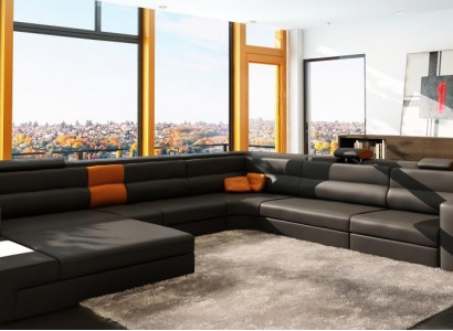 Ecksofa Sofa Couch Polster Garnitur Design Textil Leder Wohnlandschaft