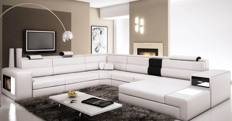 Ecksofa Sofa Couch Polster Garnitur Design Textil Leder Wohnlandschaft