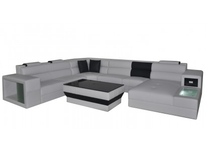 Ecke Leder Modern XXL Couch Wohnlandschaft Ledersofa Sofa U-Form B2006