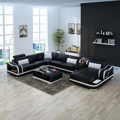 Ledersofa + USB Couch Wohnlandschaft Ecksofa Garnitur Design Modern Sofa Couchen