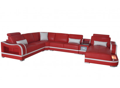 Ledersofa Couch Wohnlandschaft Garnitur Design Modern Ecke Dekorative Sofa