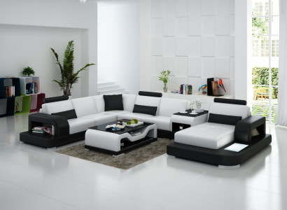 Ledersofa Couch Modern Wohnlandschaft Ecksofa Eck Dekor Design Garnitur