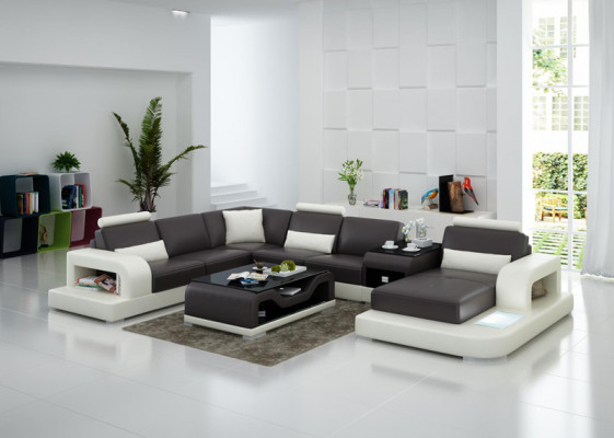 Ledersofa Couch Modern Wohnlandschaft Ecksofa Eck Dekor Design Garnitur