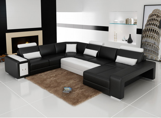 Große Design Ecksofa Polster Eckcouch Sofa Garnitur Couch Wohnlandschaft USB Neu