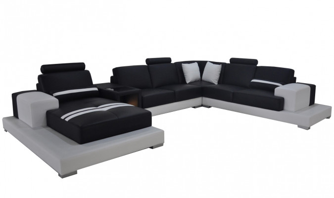 Ledersofa Couch Wohnlandschaft Eck Garnitur Design Dekorative Modern Sofa