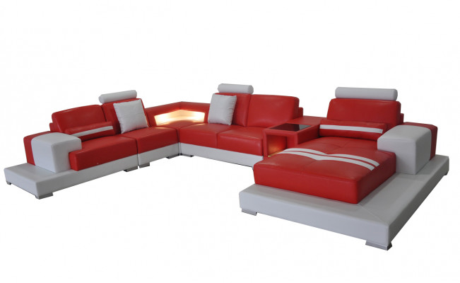 Ledersofa Couch Wohnlandschaft Eck Garnitur Dekorative Design Modern Sofa