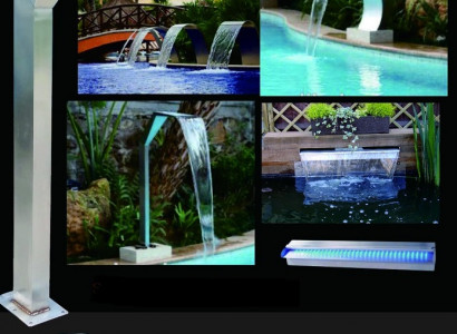 Pool Wasserfall Brunnen Edelstahl Wasserspiele Dekoration Anlage