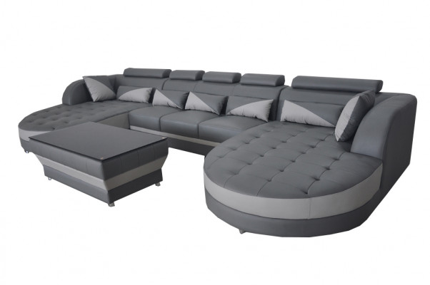 Leder Sofa Moderne Couch Polster Design Wohnlandschaft + Tisch