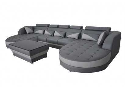 Leder Sofa Moderne Couch Polster Design Wohnlandschaft + Tisch