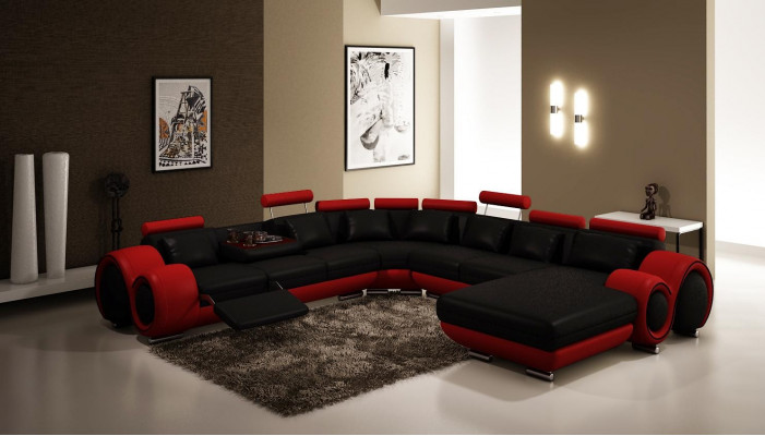 Ledersofa Couch Wohnlandschaft Ecksofa Eck Garnitur Design Modern Sofa mit USB