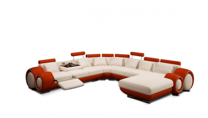 Ledersofa Couch Wohnlandschaft Ecksofa Eck Garnitur Design Modern Sofa mit USB