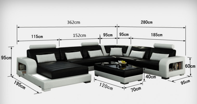 Sofa Ecksofa Design Wohnlandschaft mit Regal Polster Sitz Garnitur Ledersofa USB