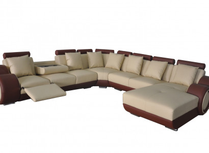 Sofa Ledersofa Ecksofa Wohnlandschaft Couch Polster Sitzecke Eckgarnitur +USB