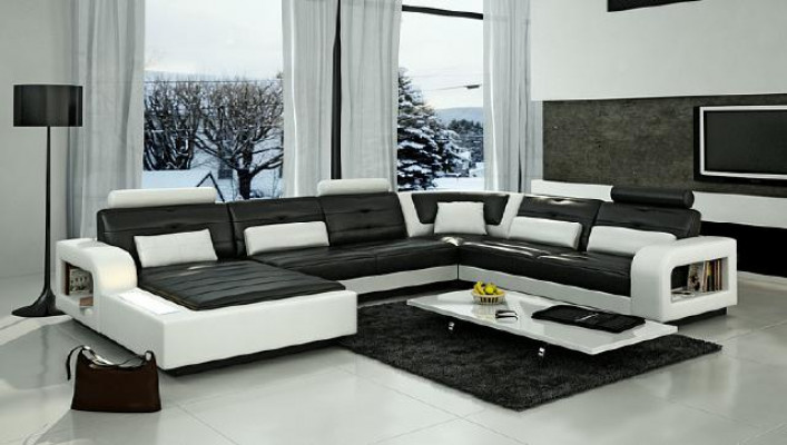 SCHLAFSOFA SOFA GARNITUR WOHNLANDSCHAFT ECKCOUCH ECKSOFA LEDERSOFA mit USB Neu