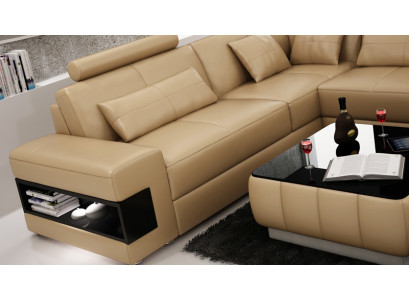 Ledersofa Couch Wohnlandschaft Modern Ecksofa Eck Dekor Garnitur Design