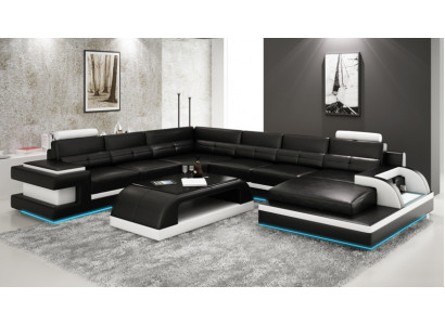 Ledersofa Couch Wohnlandschaft Ecksofa Eck Garnitur Design Modern Sofa L6017