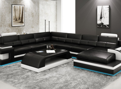 Ledersofa Couch Wohnlandschaft Ecksofa Eck Garnitur Design Modern Sofa L6017