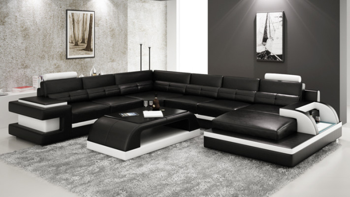 Ledersofa Couch Wohnlandschaft Ecksofa Eck Garnitur Design Modern Sofa L6017