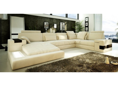 Ledersofa Sofa Couch Polster Ecke Design Wohnlandschaft Eckgarnitur Big Sofas