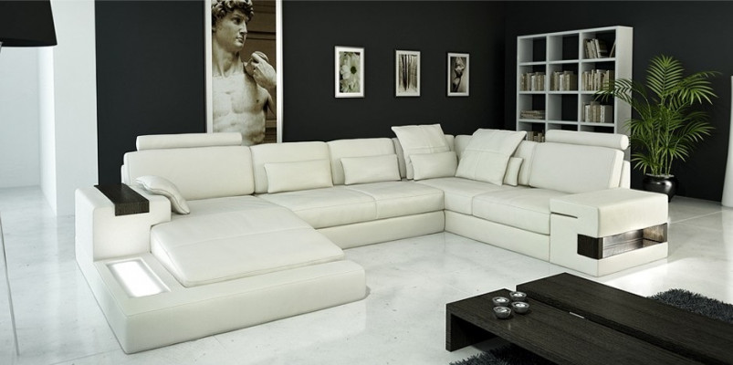 Ledersofa Sofa Couch Polster Ecke Design Wohnlandschaft Eckgarnitur Big Sofas