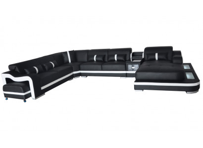 Leder Couch Polster Sitz Design Modern Eck Garnitur Sofa Wohnlandschaft U Form