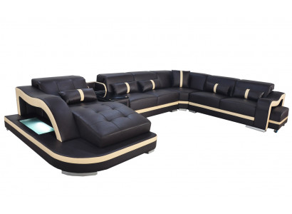 Leder Couch Polster Sitz Wohnlandschaft Modern Eck Garnitur Sofa U Form Design