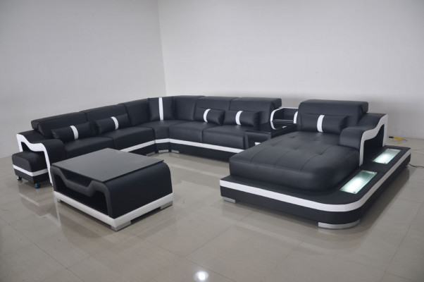 Ecksofa U-Form Wohnlandschaft Sofa Couch Polster Ecke Stoff Sofas Neu