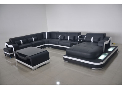 Ecksofa U-Form Wohnlandschaft Sofa Couch Polster Ecke Stoff Sofas Neu