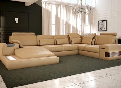 Leder Design Sofa Couch Polster Ecksofa Garnitur Wohnlandschaft Ecksofa XXL ECKE