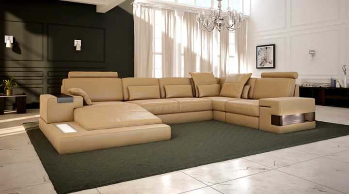 Ledersofa Ecksofa Sofa Couch Polster Bellini xxl big Wohnlandschaft Ecke Sofas